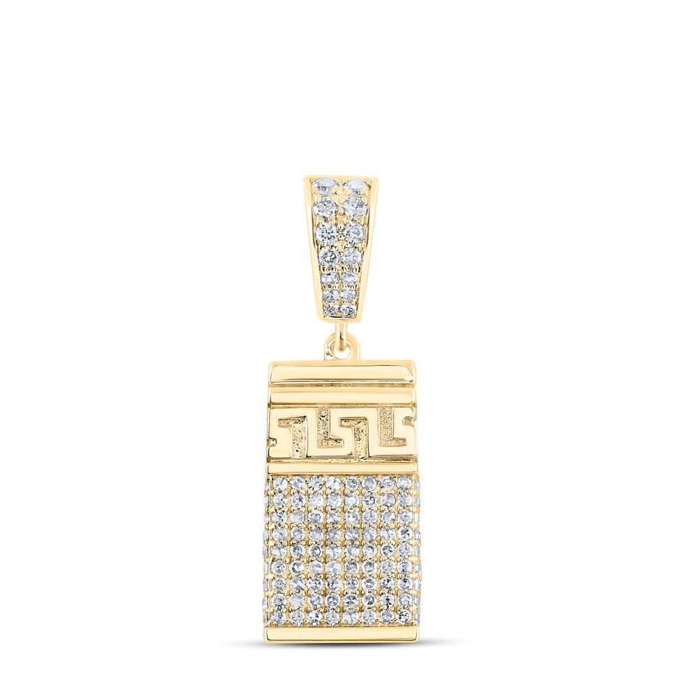 10K Yellow Gold Round Diamond Urn Charm Pendant 1 1/3 Cttw - Splendid Jewellery