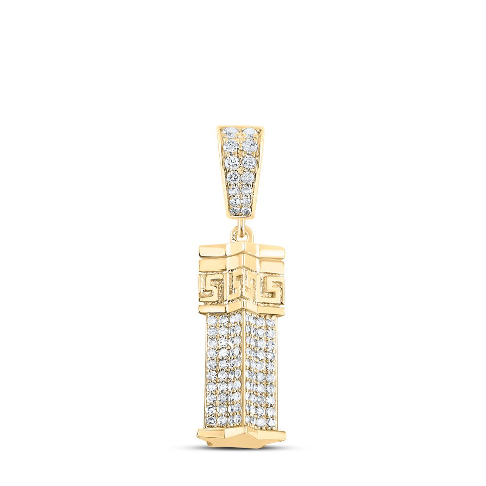 10K Yellow Gold Round Diamond Urn Charm Pendant 1 3/8 Cttw - Splendid Jewellery