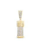 10K Yellow Gold Round Diamond Urn Charm Pendant 1 3/8 Cttw - Splendid Jewellery