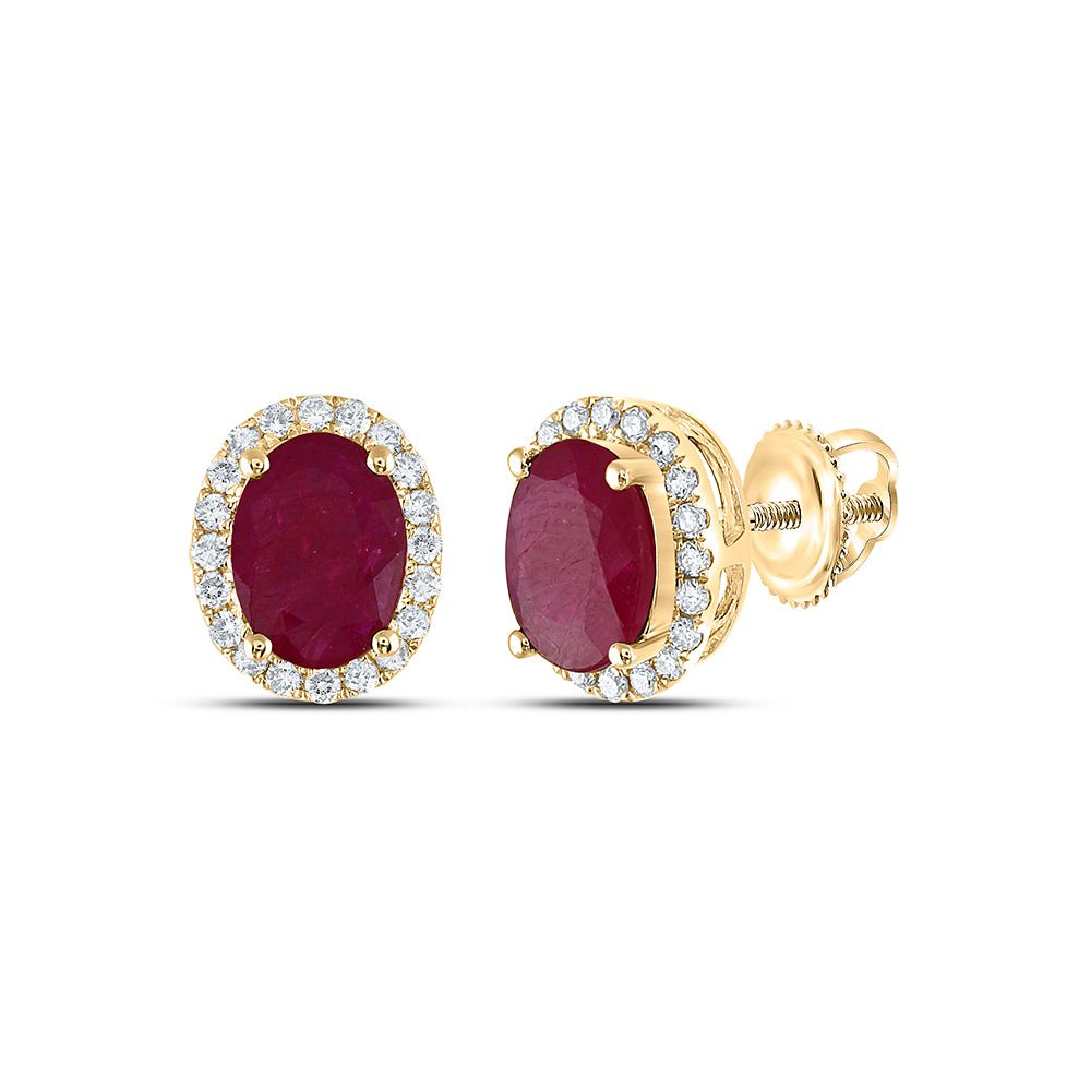 14K Yellow Gold Ruby Earrings for Everyday Wear with Natural Sparkle - Splendid Jewellery