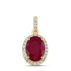 14K Yellow Gold Oval Natural Ruby Ana M 8x6mm Pendant 1/8 Cttw - Splendid Jewellery