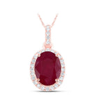 14K Rose Gold Oval Natural Ruby Ana M 8x6mm Pendant 1/8 Cttw - Splendid Jewellery