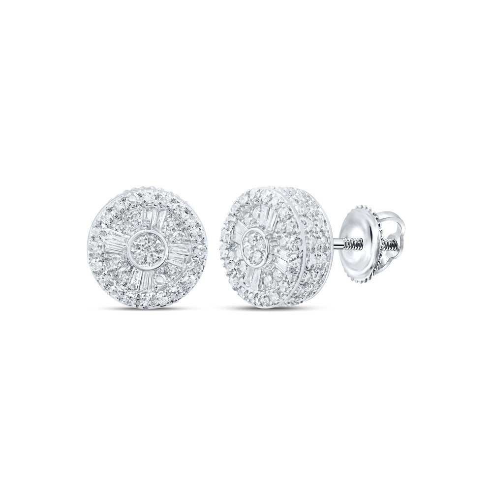 10K White Gold Baguette Diamond Shape Earring 1/2 Cttw - Splendid Jewellery