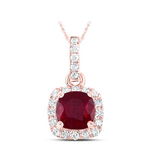 Load image into Gallery viewer, 14K Rose Gold Cushion Natural Ruby Ana M 5mm Pendant 1/10 Cttw - Splendid Jewellery