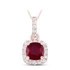 14K Rose Gold Cushion Natural Ruby Ana M 5mm Pendant 1/10 Cttw - Splendid Jewellery