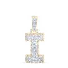 Load image into Gallery viewer, 10K Yellow Gold Baguette Diamond P1 Initial "I" Charm Pendant 5/8 Cttw - Splendid Jewellery