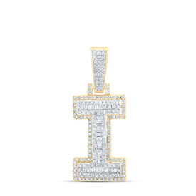 10K Yellow Gold Baguette Diamond P1 Initial 