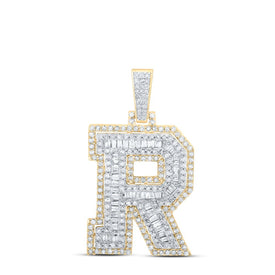 10K Yellow Gold Baguette Diamond P1 Initial 