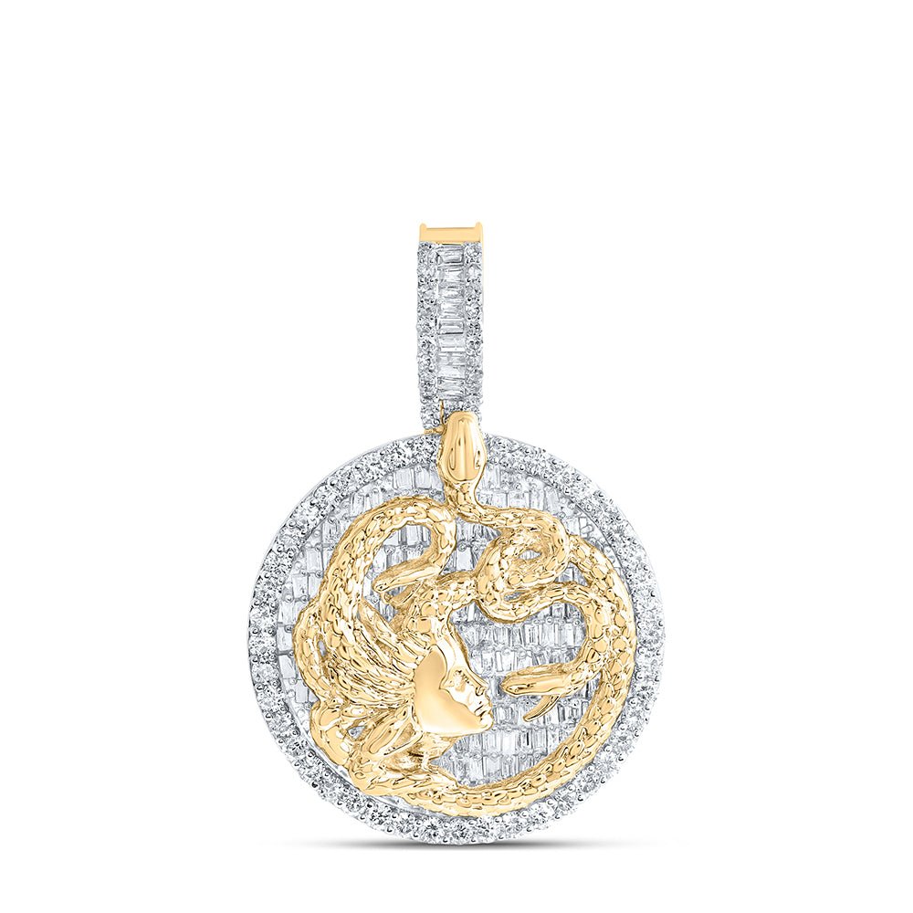 10K Yellow Gold Baguette Diamond Charm Pendant 2 3/4 Cttw - Splendid Jewellery