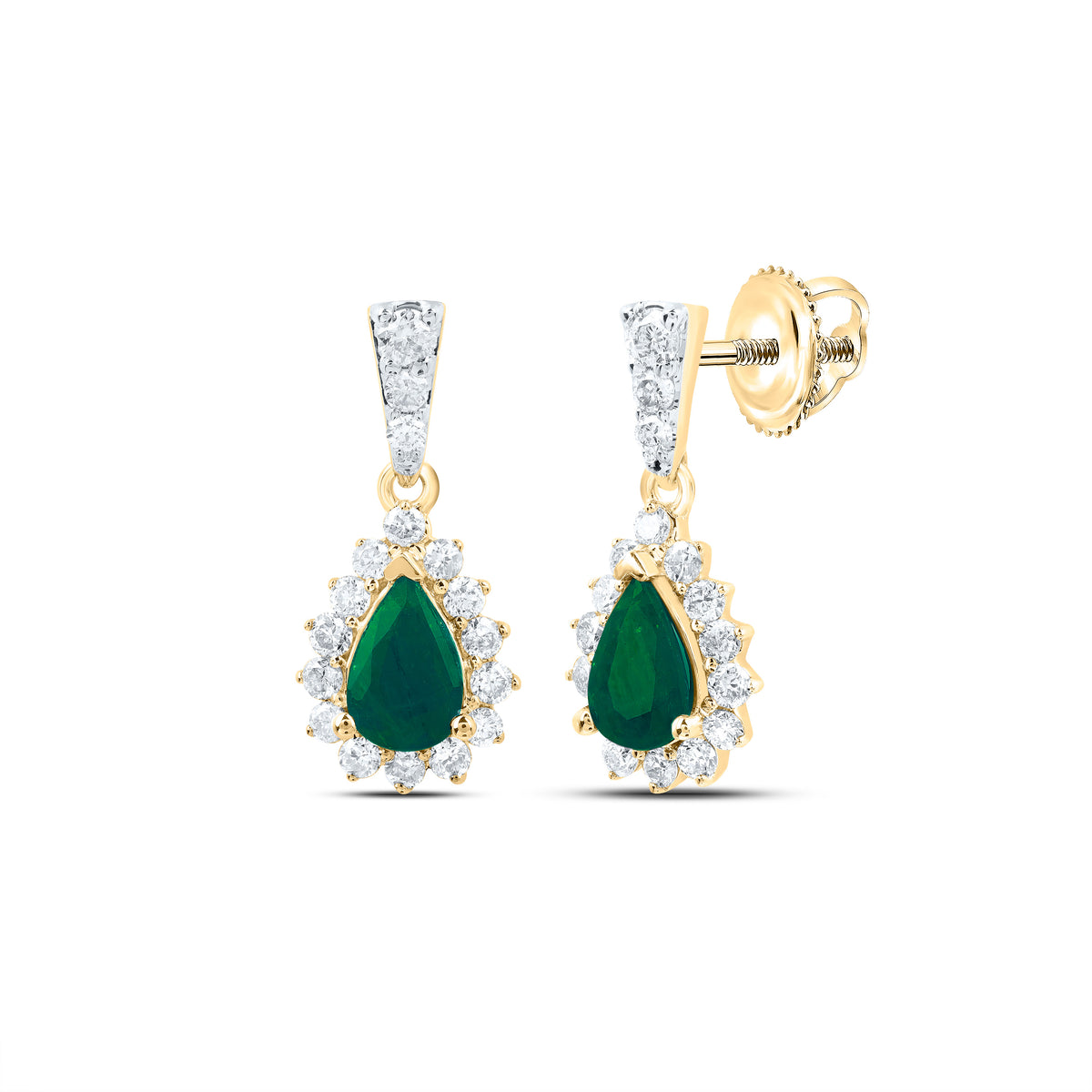 10K Yellow Gold Elegant Earrings with Emerald - Splendid Jewellery