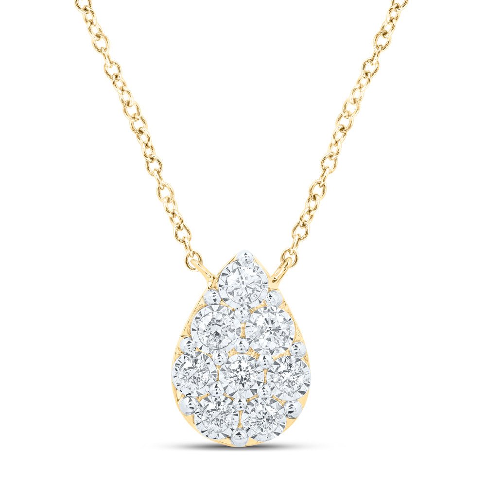 10K Yellow Gold Round Diamond Necklace (18 Inch) 1/6 Cttw - Splendid Jewellery
