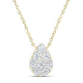 10K Yellow Gold Round Diamond Necklace (18 Inch) 1/6 Cttw - Splendid Jewellery