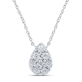 10K White Gold Round Diamond Necklace (18 Inch) 1/6 Cttw - Splendid Jewellery