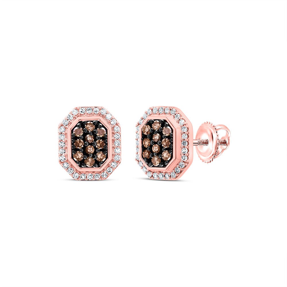 10K Rose Gold Brown Diamond Earrings 1/4 Cttw - Splendid Jewellery