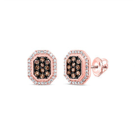 10K Rose Gold Brown Diamond Earrings 1/4 Cttw - Splendid Jewellery