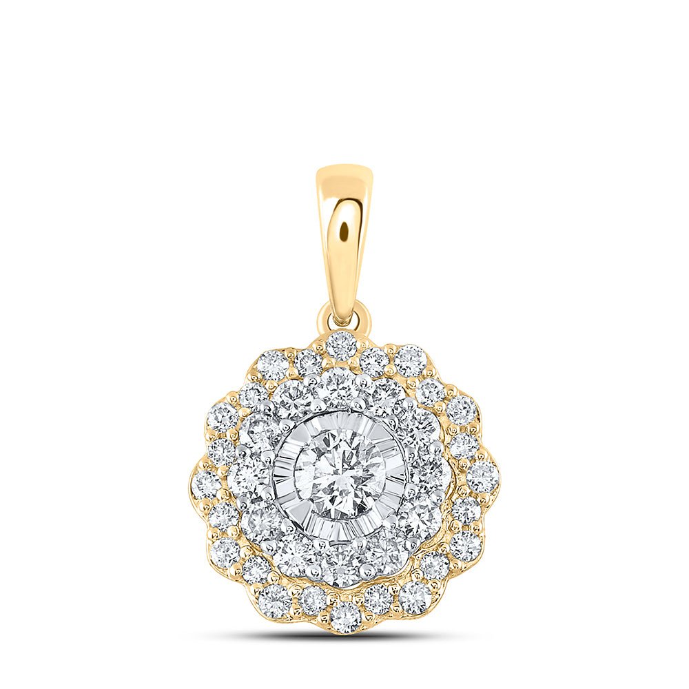 10K Yellow Gold Round Diamond Fashion Pendant 3/4 Cttw - Splendid Jewellery
