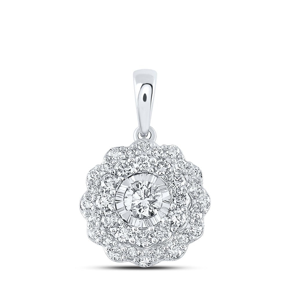 10K White Gold Round Diamond Fashion Pendant 3/4 Cttw - Splendid Jewellery