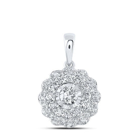 10K White Gold Round Diamond Fashion Pendant 3/4 Cttw - Splendid Jewellery