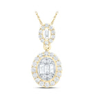 14K Yellow Gold Baguette Diamond Ana M Fashion Oval Pendant 5/8 Cttw - Splendid Jewellery