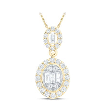 Load image into Gallery viewer, 14K Yellow Gold Baguette Diamond Ana M Fashion Oval Pendant 5/8 Cttw - Splendid Jewellery