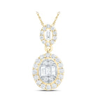 14K Yellow Gold Baguette Diamond Ana M Fashion Oval Pendant 5/8 Cttw - Splendid Jewellery