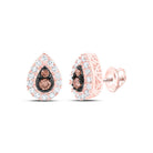 10K Rose Gold Round Brown Diamond Earrings - Splendid Jewellery