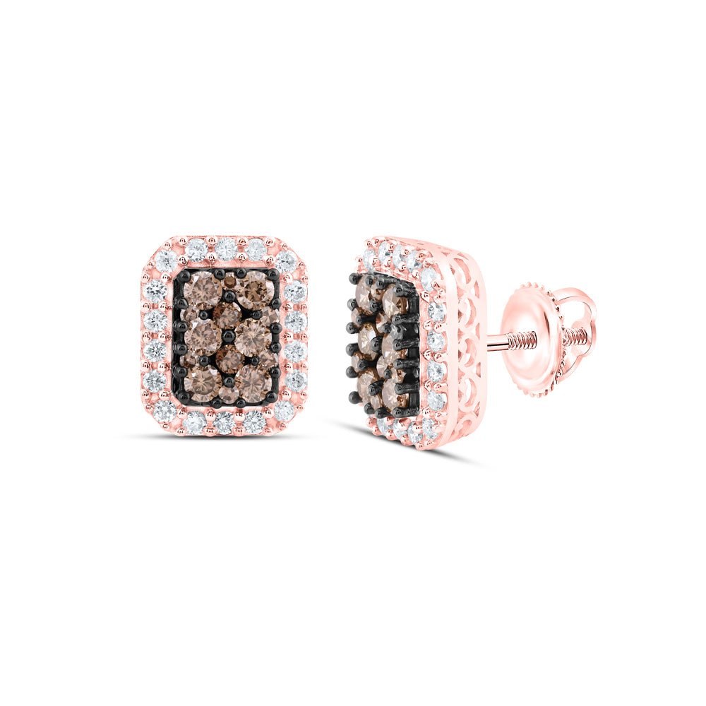 Round Emerald Earrings in 10K Rose Gold - Splendid Jewellery