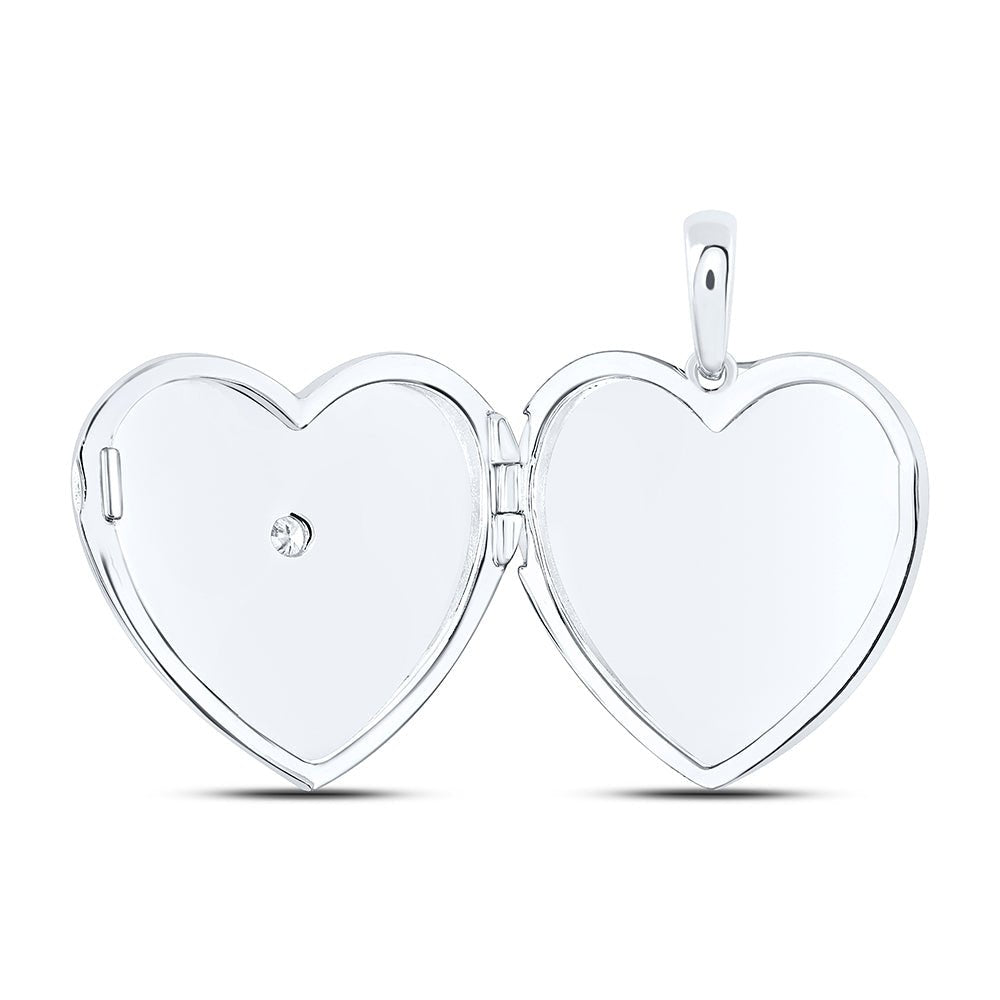 Sterling Silver Round Diamond Heart Locket 1/12 Cttw - Splendid Jewellery