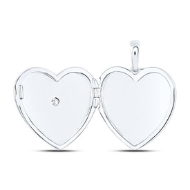 Sterling Silver Round Diamond Heart Locket 1/12 Cttw - Splendid Jewellery