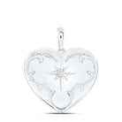 Sterling Silver Round Diamond Heart Locket 1/12 Cttw - Splendid Jewellery