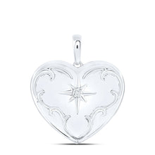 Load image into Gallery viewer, Sterling Silver Round Diamond Heart Locket 1/12 Cttw - Splendid Jewellery