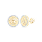 10K Yellow Gold Round Diamond Medusa Earring 1/4 Cttw - Splendid Jewellery