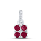 14K White Gold Round Natural Ruby Gem Pendant 0.01 Cttw - Splendid Jewellery