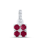14K White Gold Round Natural Ruby Gem Pendant 0.01 Cttw - Splendid Jewellery