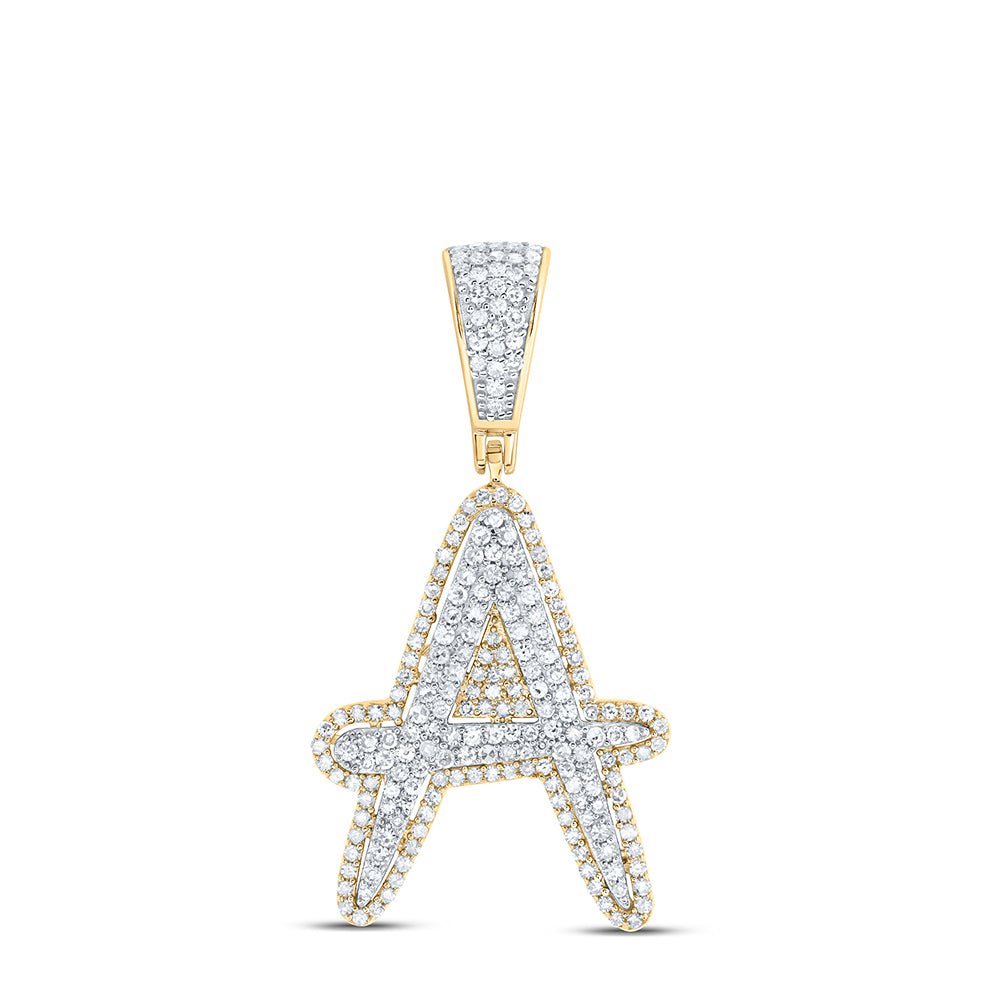 10K Two - tone Gold Round Diamond Initial "A" Charm Pendant 3/4 Cttw - Splendid Jewellery