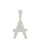 10K Two - tone Gold Round Diamond Initial "A" Charm Pendant 3/4 Cttw - Splendid Jewellery