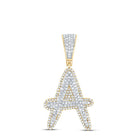 10K Two - tone Gold Round Diamond Initial "A" Charm Pendant 3/4 Cttw - Splendid Jewellery