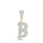 10K Two - tone Gold Round Diamond Initial "B" Charm Pendant 3/4 Cttw - Splendid Jewellery