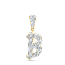 Load image into Gallery viewer, 10K Two - tone Gold Round Diamond Initial "B" Charm Pendant 3/4 Cttw - Splendid Jewellery