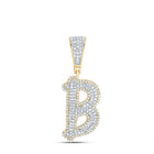 10K Two - tone Gold Round Diamond Initial "B" Charm Pendant 3/4 Cttw - Splendid Jewellery