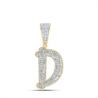 10K Two - tone Gold Round Diamond Initial "D" Charm Pendant 3/4 Cttw - Splendid Jewellery
