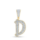 10K Two - tone Gold Round Diamond Initial "D" Charm Pendant 3/4 Cttw - Splendid Jewellery