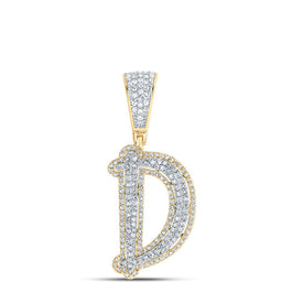 10K Two - tone Gold Round Diamond Initial 