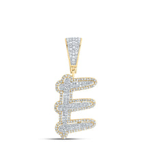 Load image into Gallery viewer, 10K Two - tone Gold Round Diamond Initial "E" Charm Pendant 3/4 Cttw - Splendid Jewellery