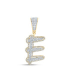 10K Two - tone Gold Round Diamond Initial "E" Charm Pendant 3/4 Cttw - Splendid Jewellery