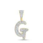 10K Two - tone Gold Round Diamond Initial "G" Charm Pendant 3/4 Cttw - Splendid Jewellery