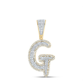 10K Two - tone Gold Round Diamond Initial 