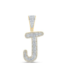 Load image into Gallery viewer, 10K Two - tone Gold Round Diamond Initial "J" Charm Pendant 5/8 Cttw - Splendid Jewellery