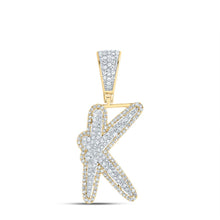 Load image into Gallery viewer, 10K Two - tone Gold Round Diamond Initial "K" Charm Pendant 3/4 Cttw - Splendid Jewellery