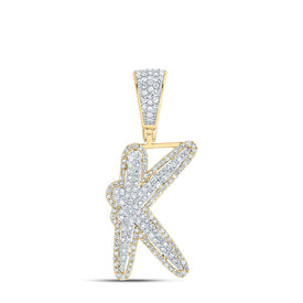 10K Two - tone Gold Round Diamond Initial 